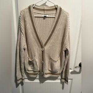 American Eagle Cream Cardigan Sweater